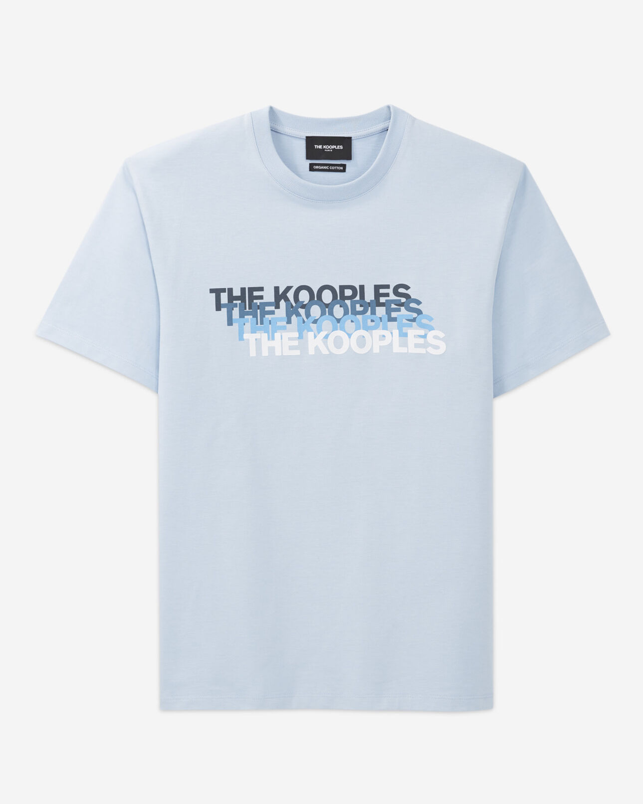 The Kooples MEN BLUE sky blue t-shirt with faded logo on the chest
