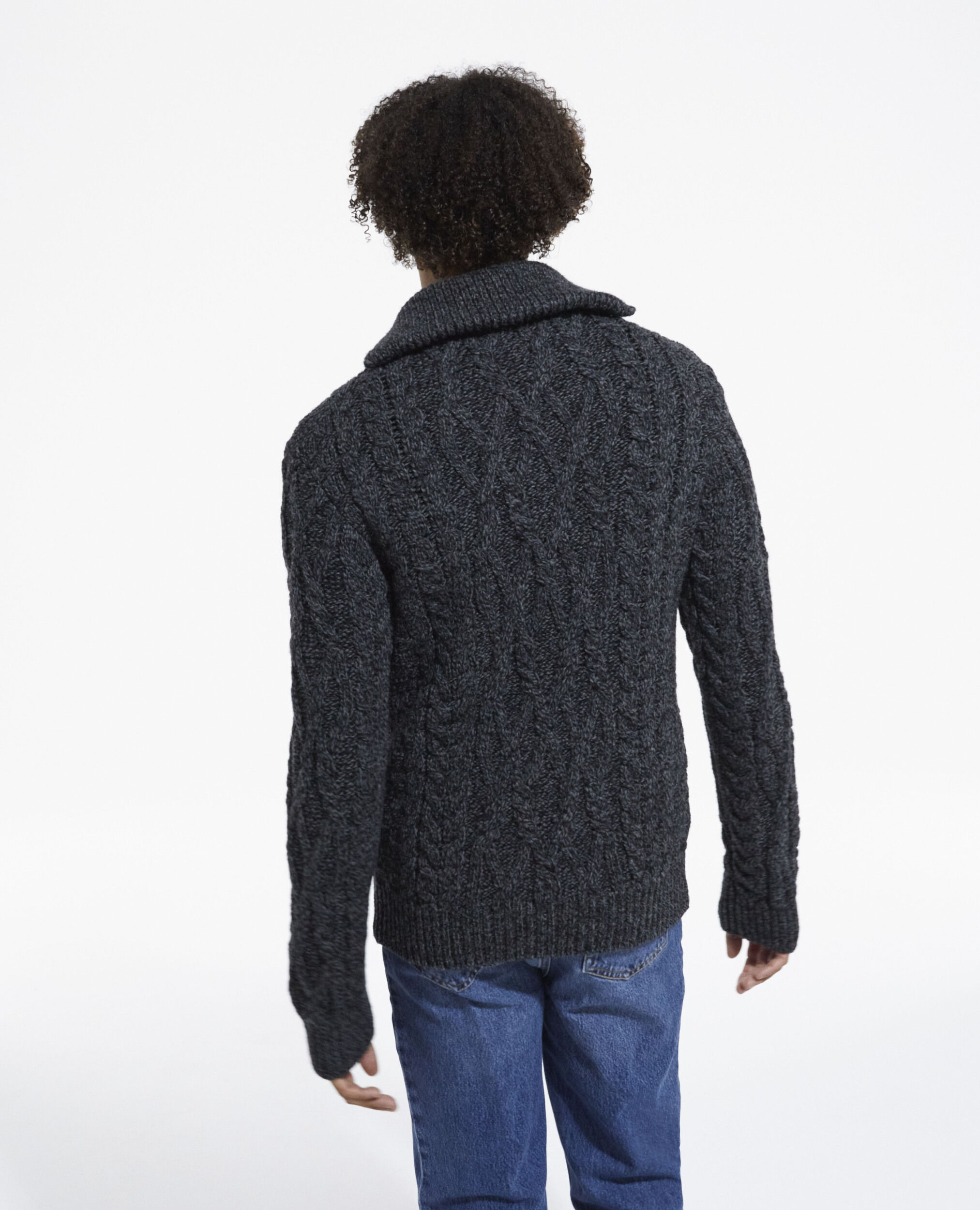 Gray wool roll neck sweater, BLACK DARK GREY, hi-res image number null