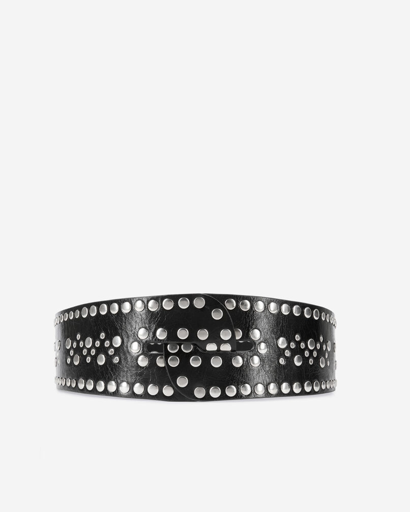 The Kooples FEMME BLACK ceinture large cloutée en cuir noir