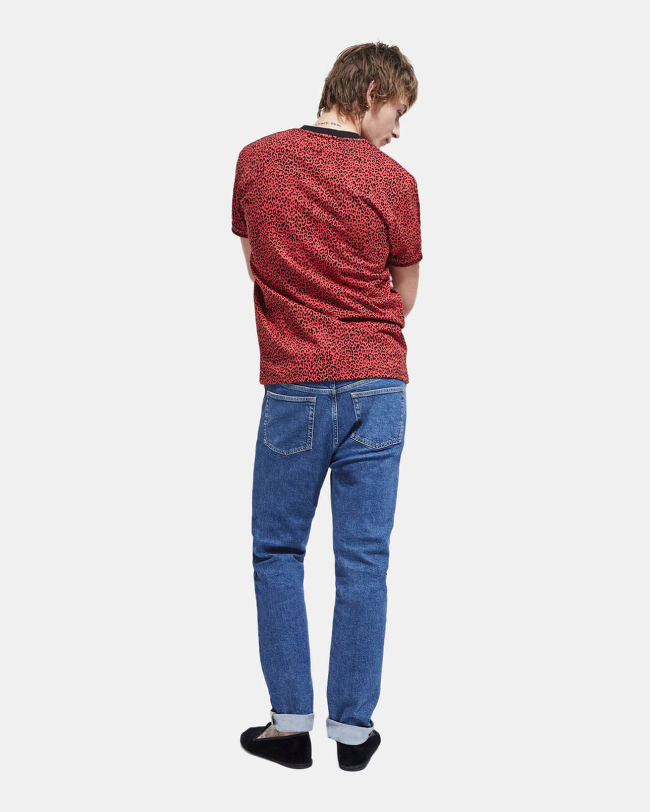 The Kooples MEN DARK RED red leopard print t-shirt