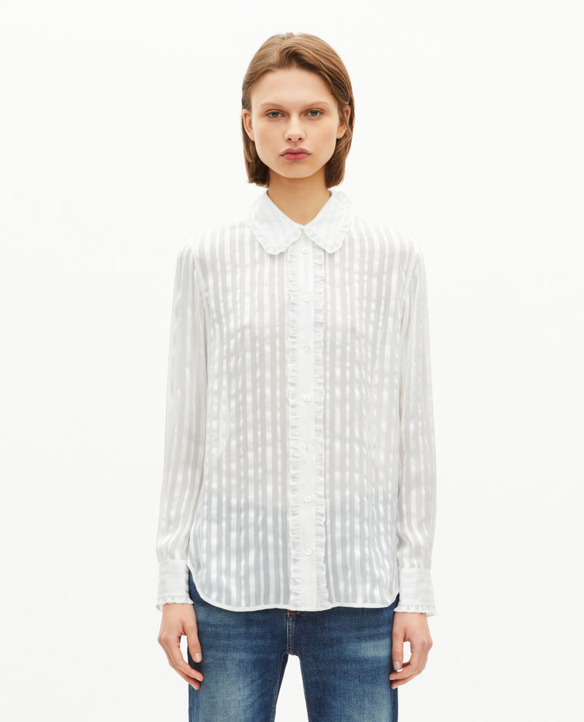 The Kooples DAMEN WHITE hemd mit volants aus wei&szlig;er seide