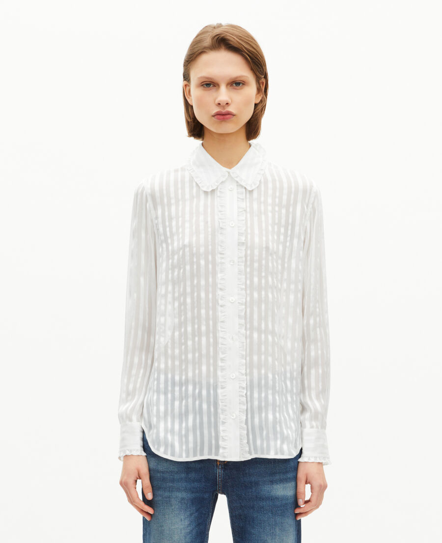 The Kooples DAMEN WHITE hemd mit volants aus wei&szlig;er seide