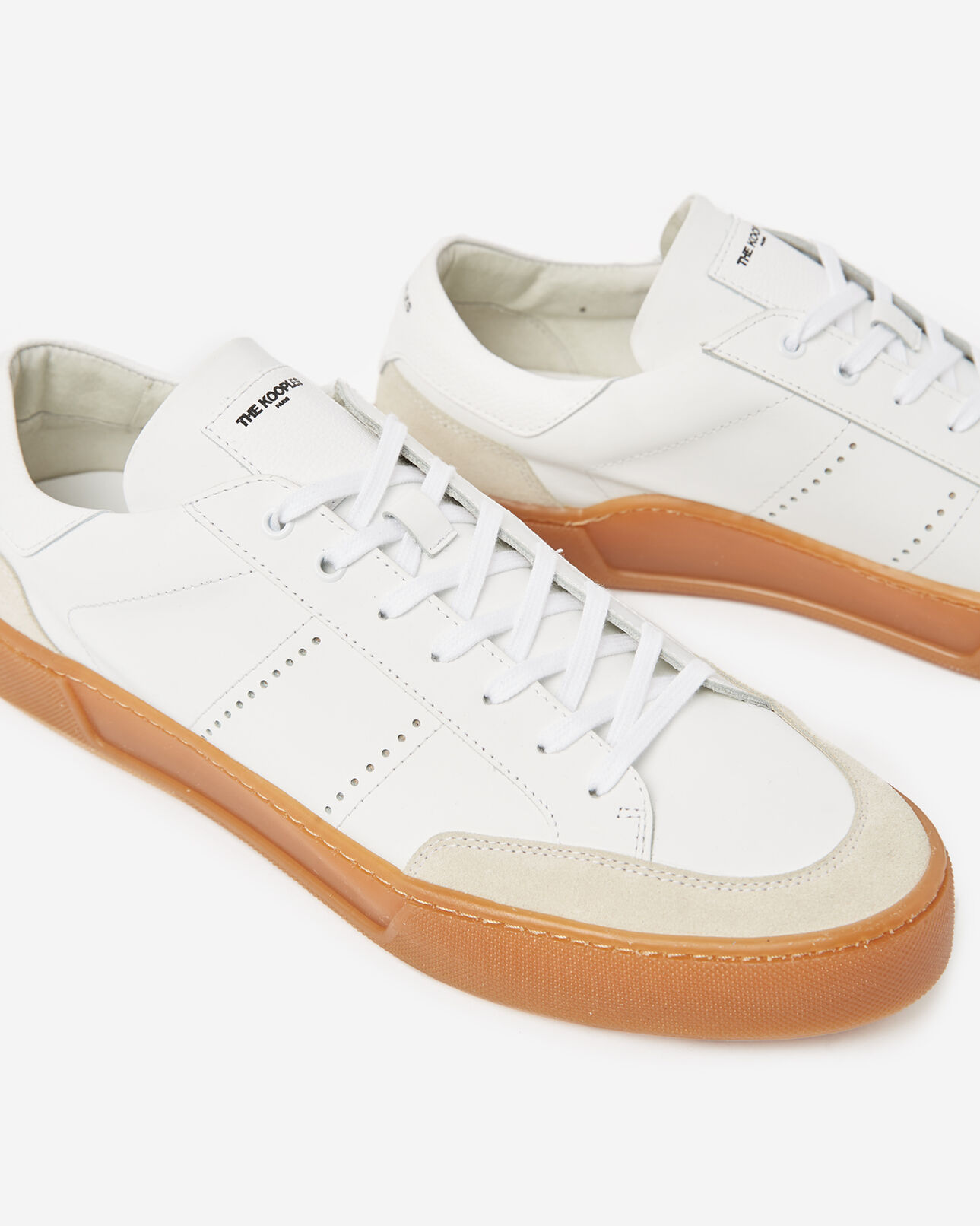 The Kooples MEN WHITE white low-top leather trainers with rubber soles