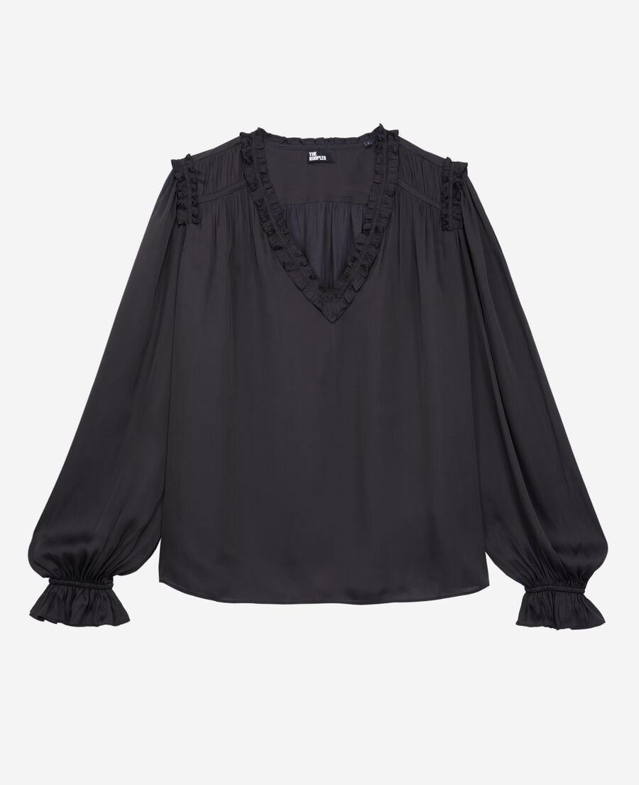 The Kooples WOMEN BLACK black top with shirring