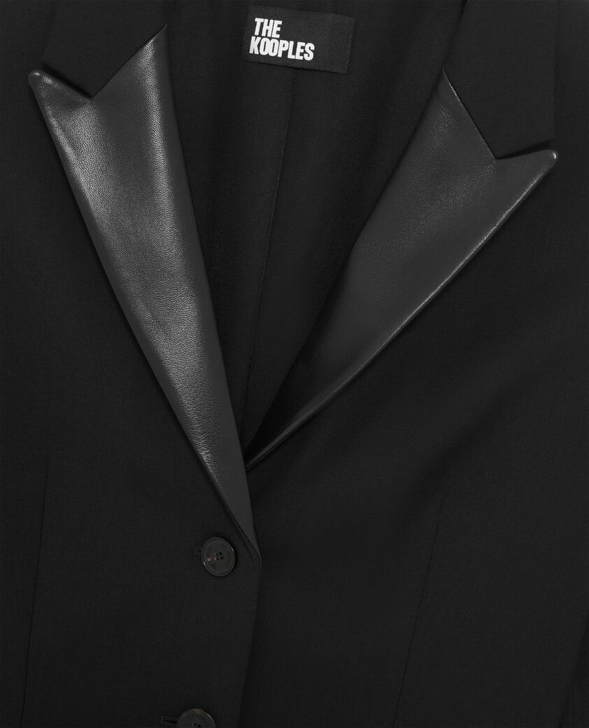 The Kooples WOMEN BLACK short dress with black leather collar