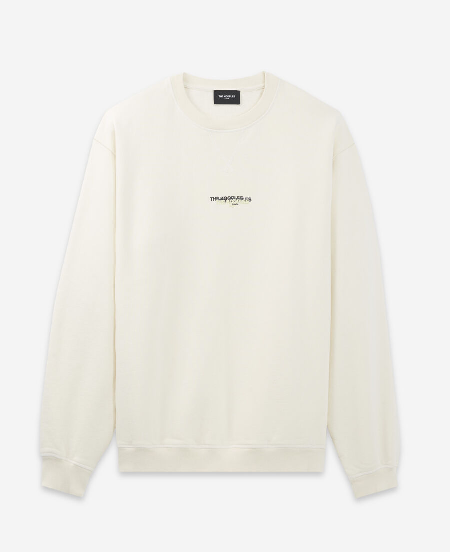 printed triple logo ecru cotton sweatshirt