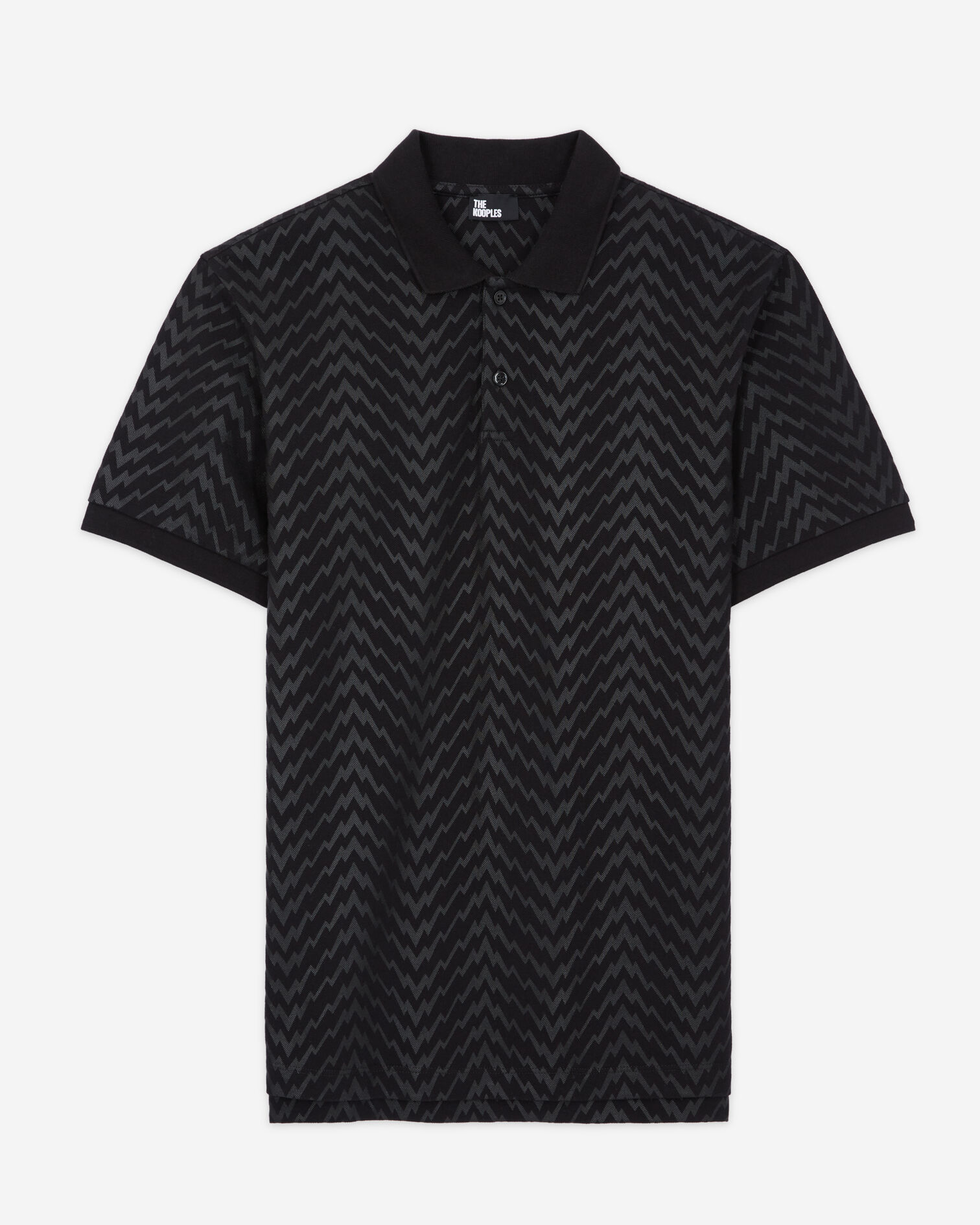 Schwarzes Poloshirt mit Print, BLACK, hi-res image number null