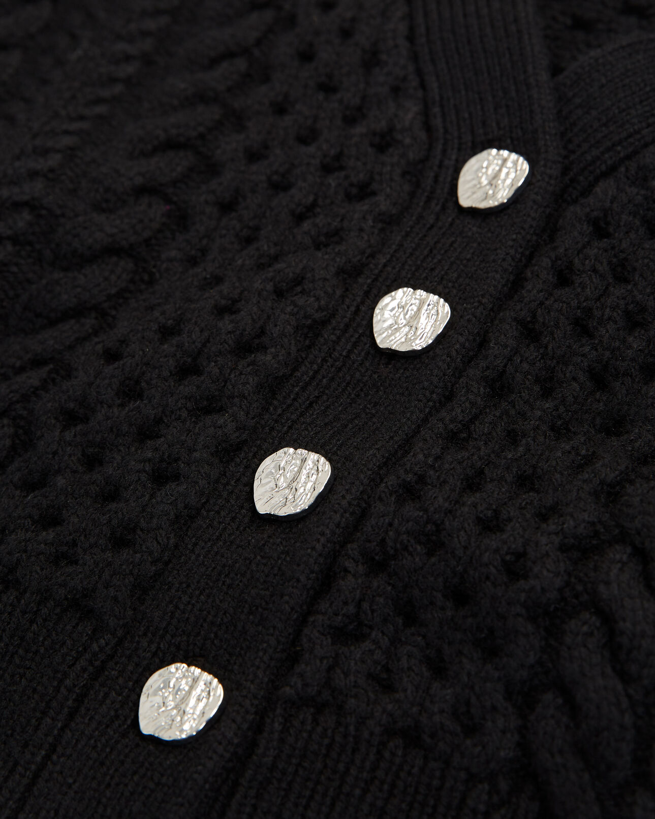 The Kooples WOMEN BLACK black wool cardigan with jewel buttons