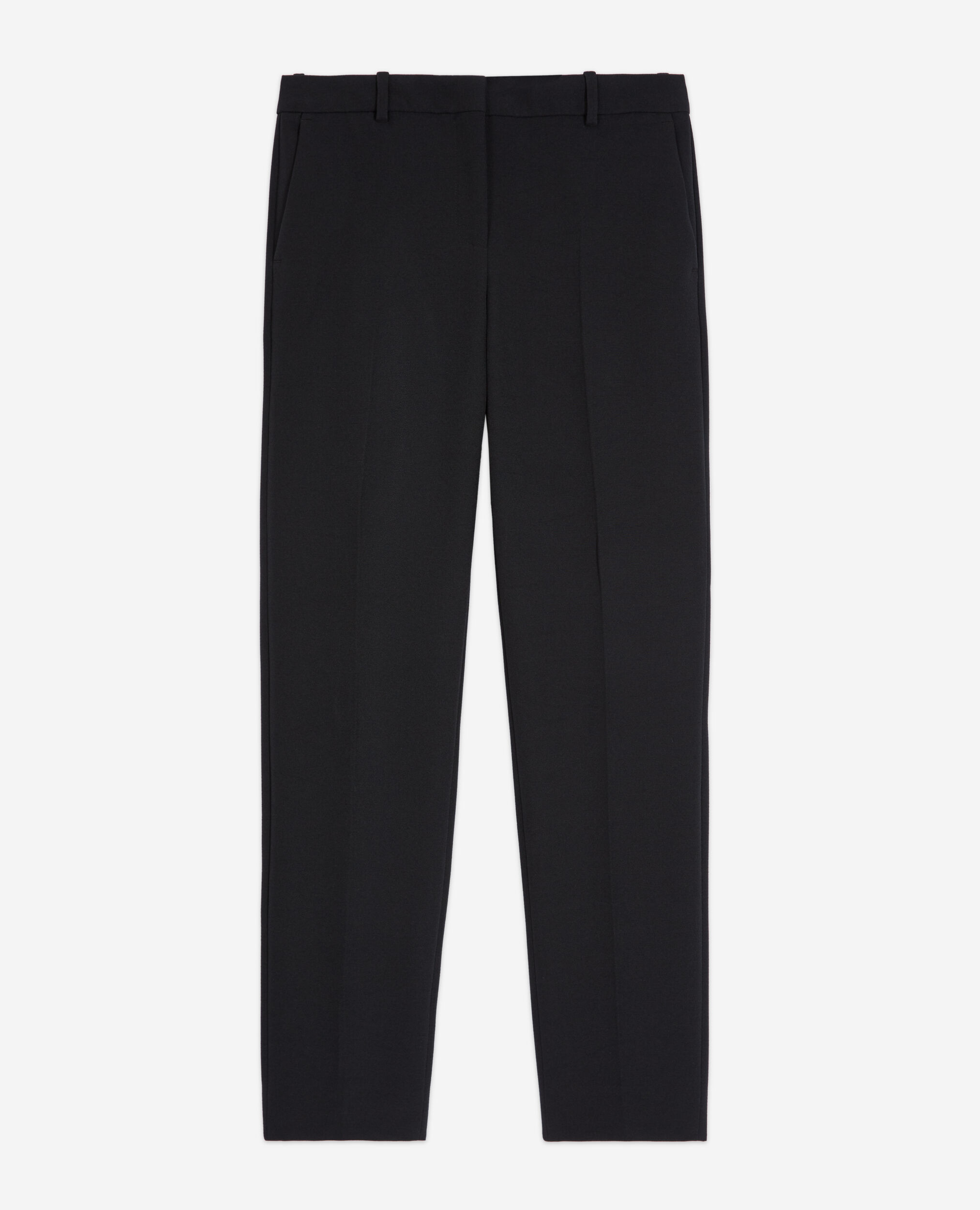 Black crepe suit pants straight tailored cut, BLACK, hi-res image number null