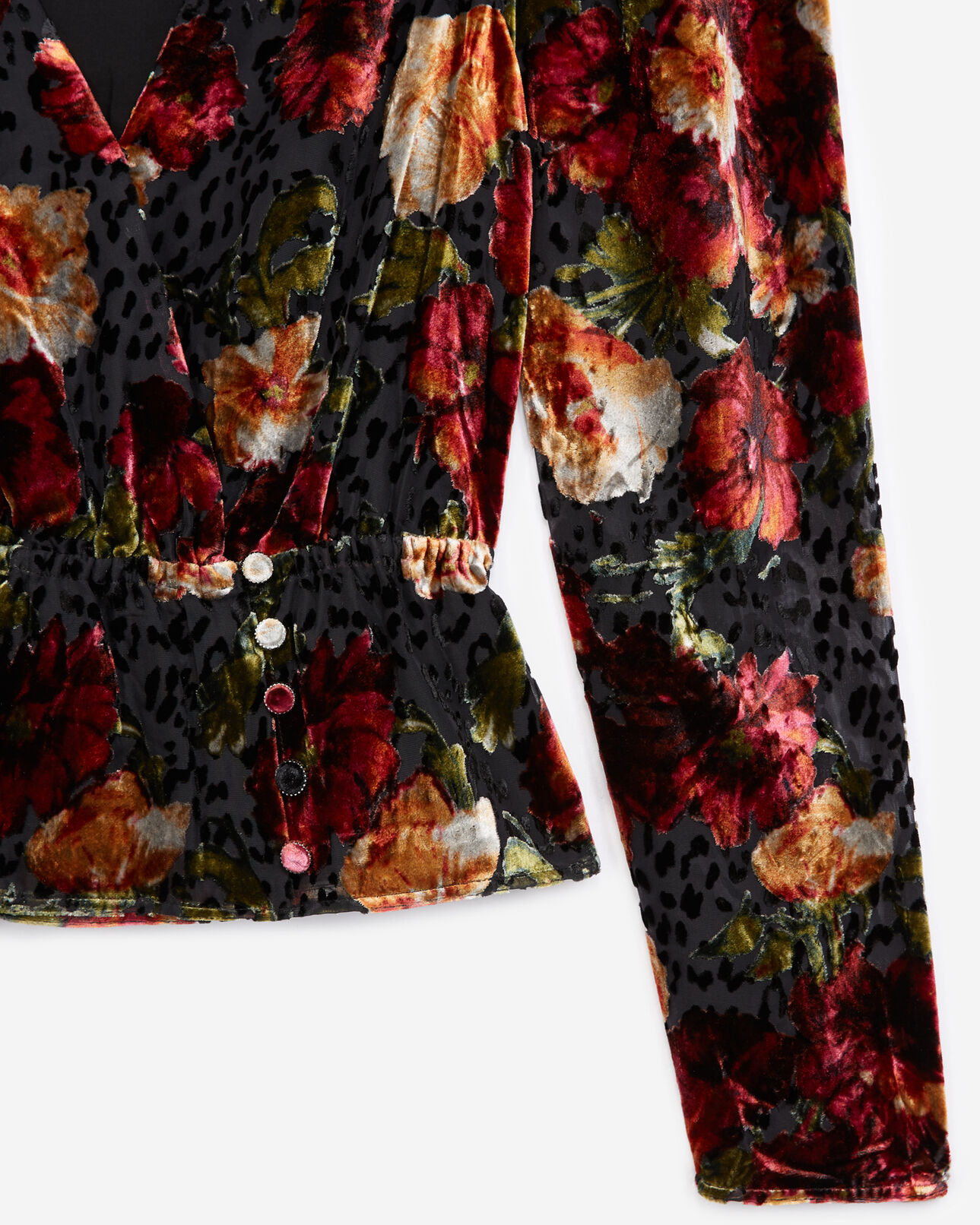 The Kooples WOMEN MULTICOLOR burnout velvet top with orange floral print