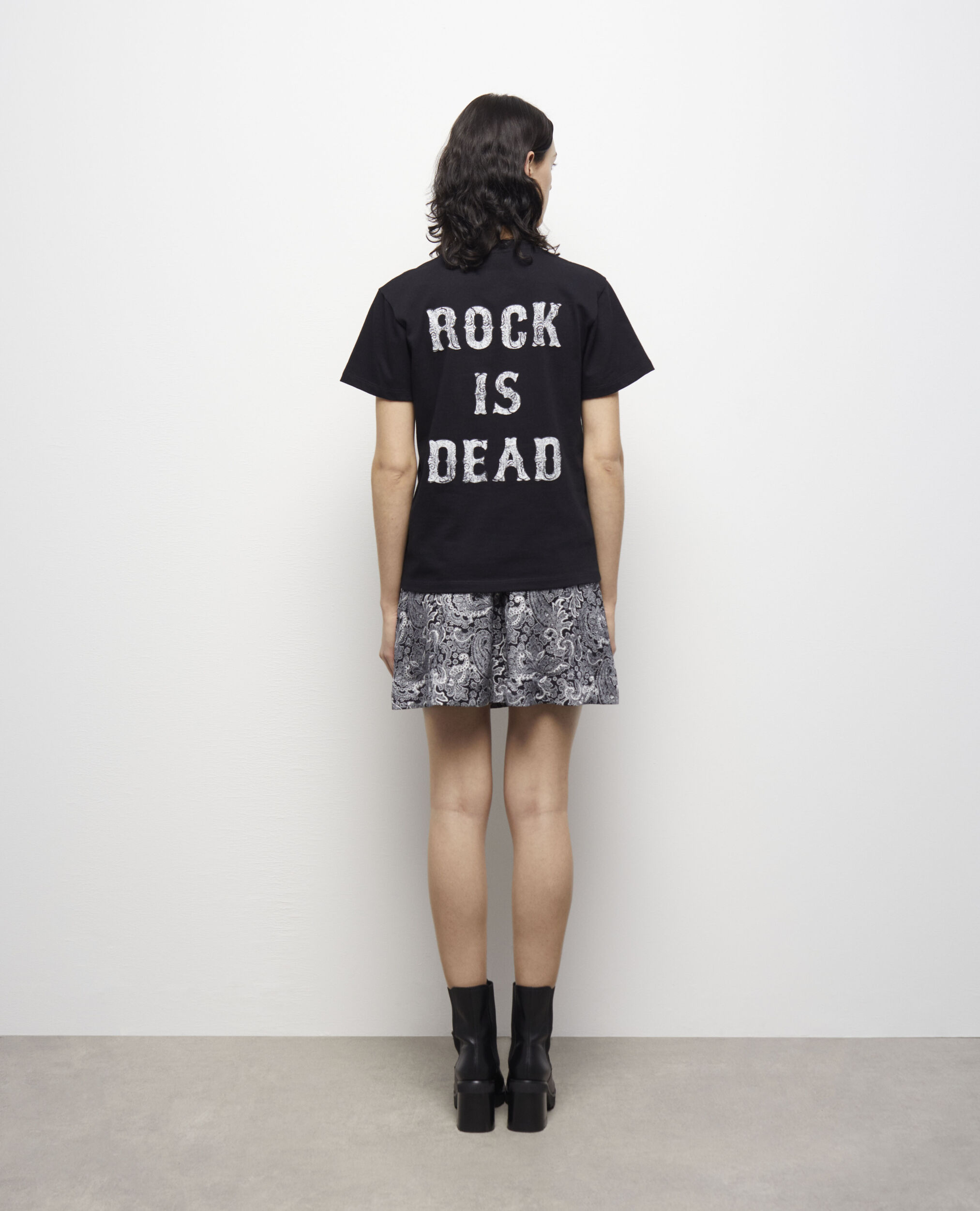 Falda corta estampada, BLACK WHITE, hi-res image number null