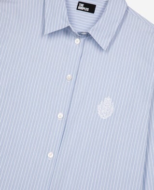 The Kooples WOMEN BLUE / WHITE blue poplin striped shirt