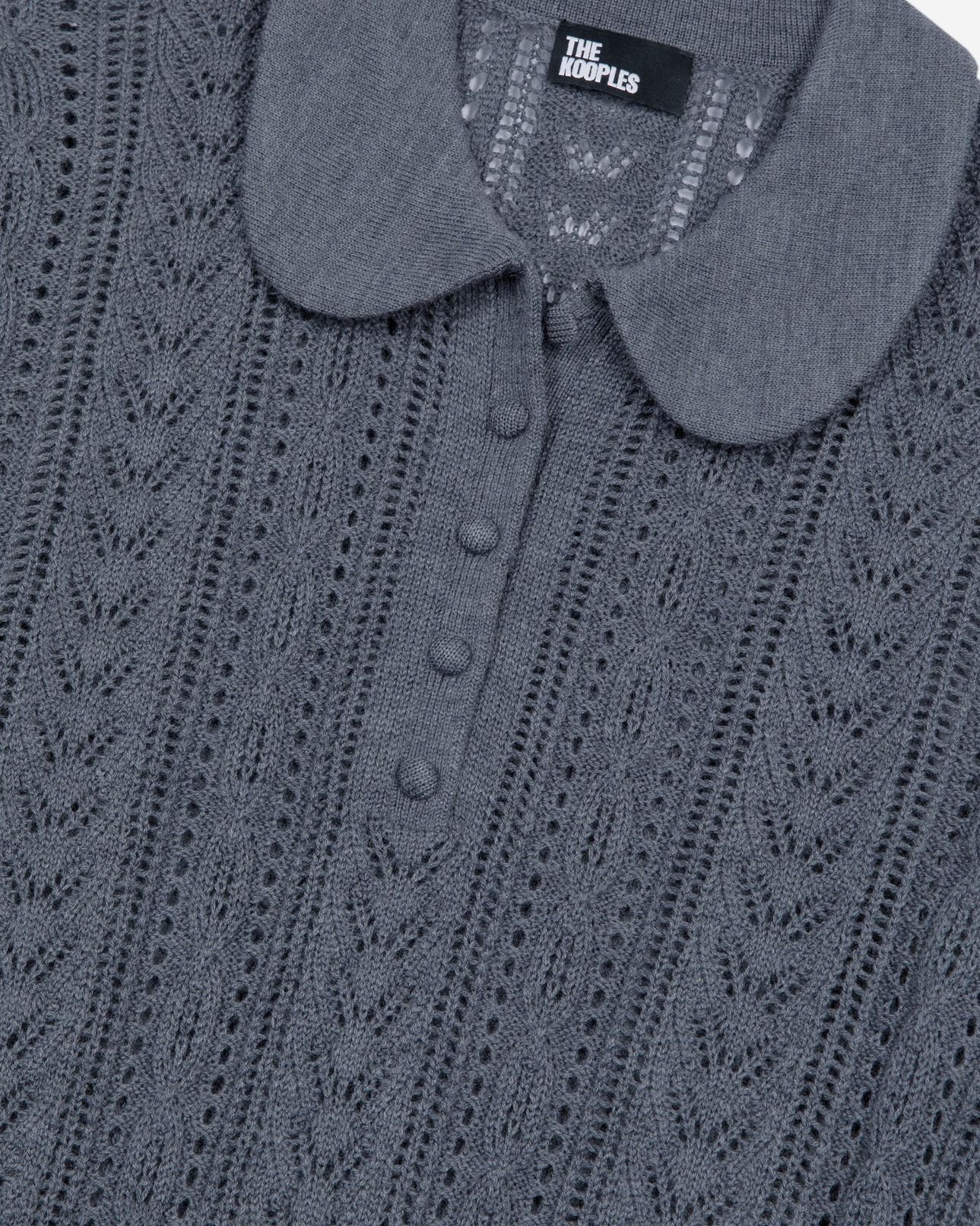 The Kooples FEMME ANTHRACITE pull manches courtes en laine mérinos gris