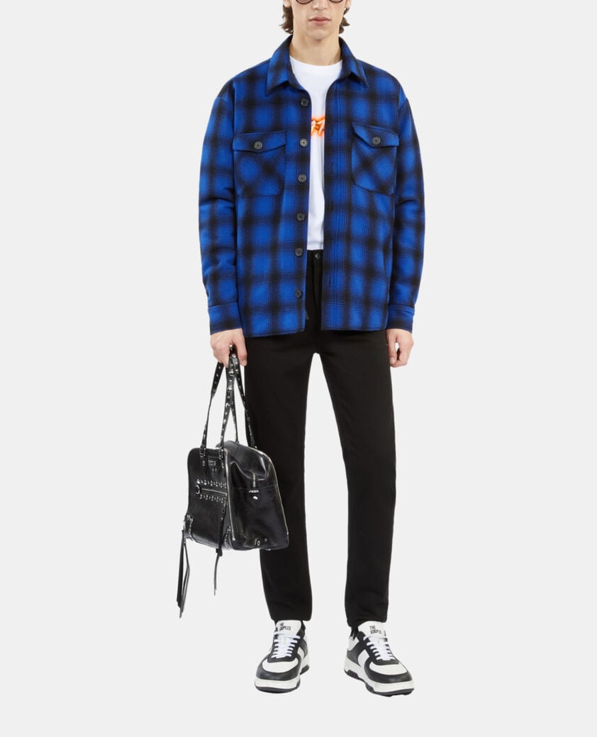 The Kooples H BLUE BLACK checkered wool-blend overshirt jacket