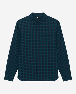The Kooples HERREN NAVY-GREEN kleinkariertes hemd in marine und gr&uuml;n