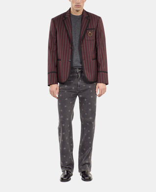 The Kooples HOMME BLACK - RED veste &agrave; rayures en laine m&eacute;lang&eacute;e