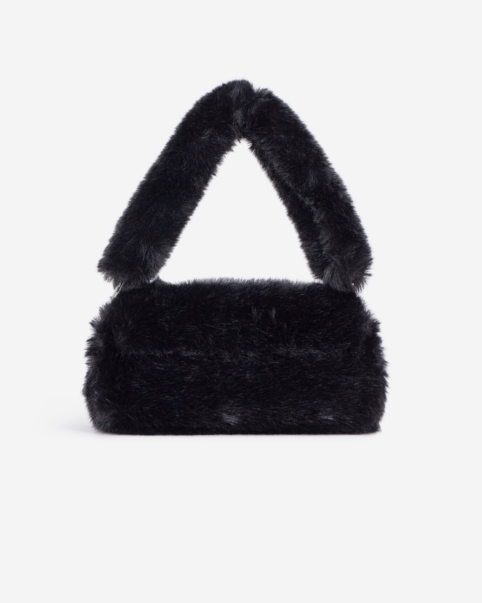 Black faux fur clutch bag