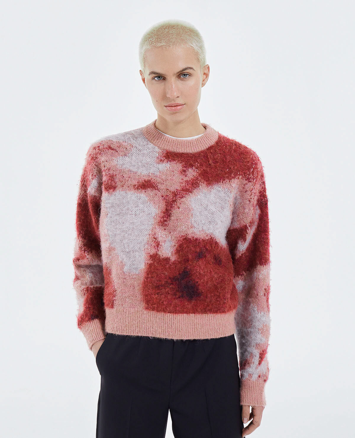 Round neck jumper with faded pattern The Kooples UK