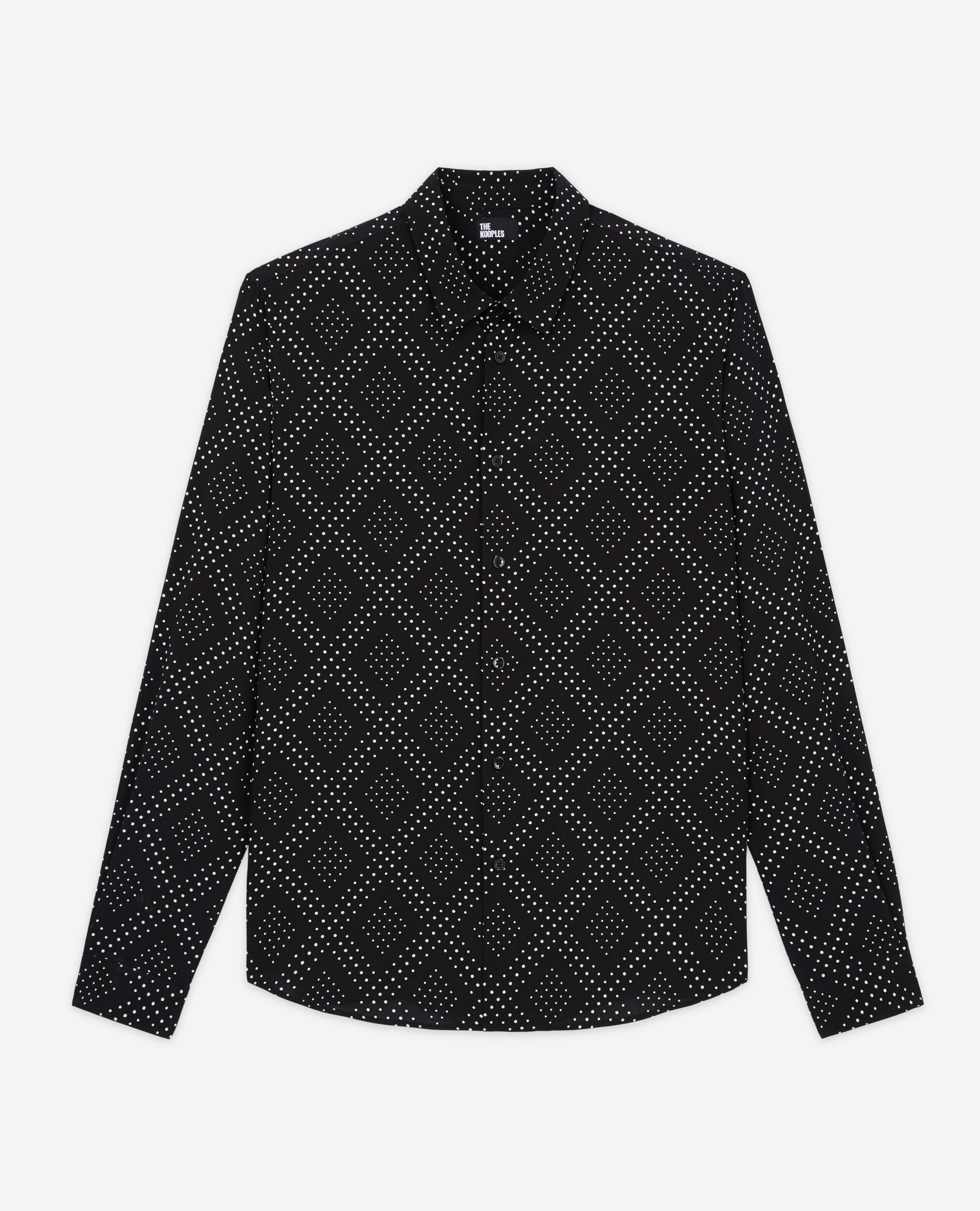 Printed shirt with classic collar, BLACK WHITE, hi-res image number null
