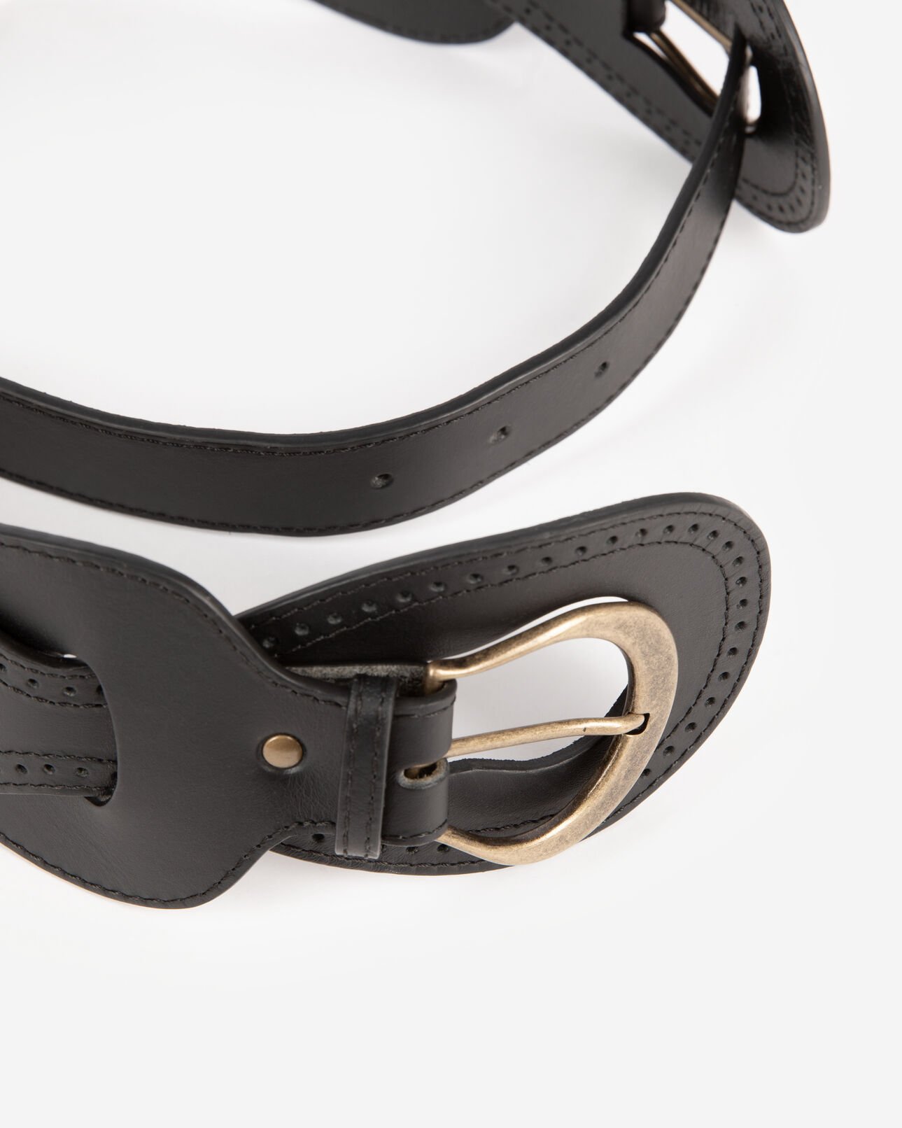 The Kooples FEMME BLACK ceinture corset en cuir noir avec boucles