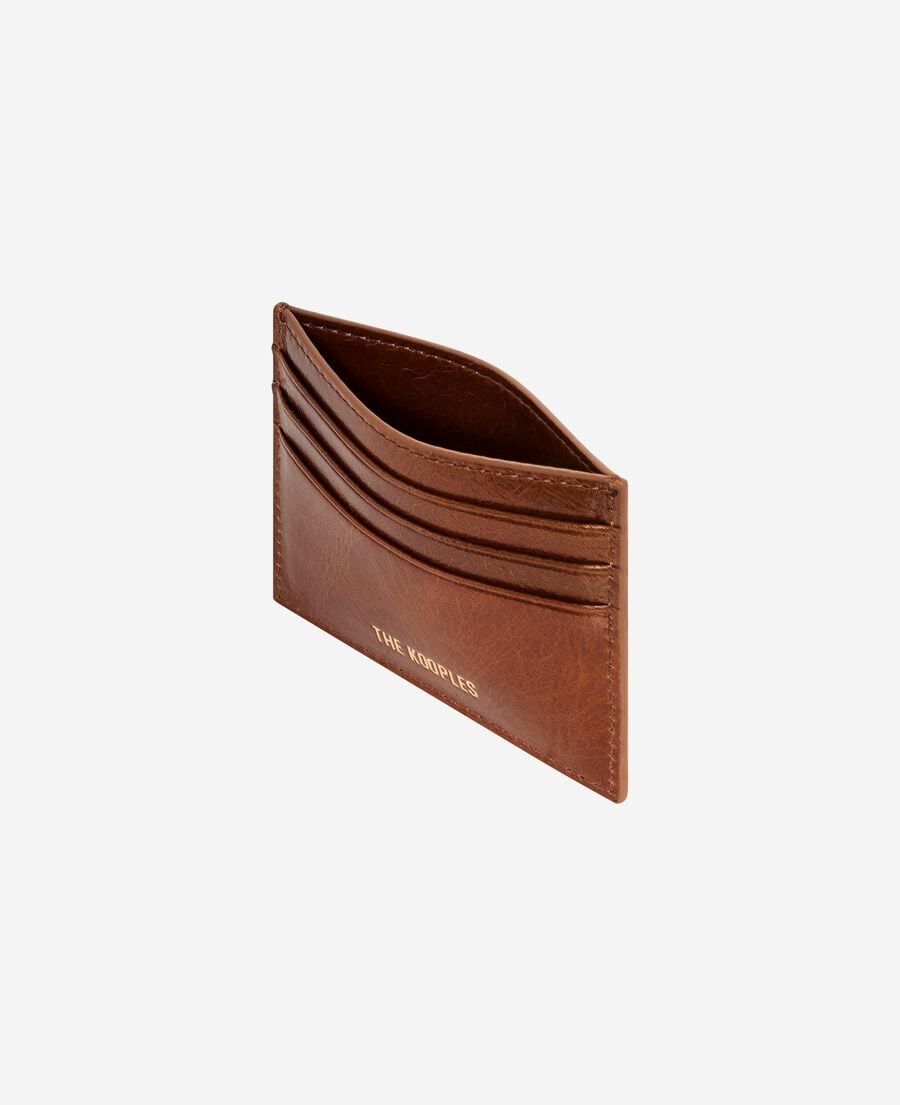 The Kooples FEMME BROWN porte cartes amelia en cuir marron