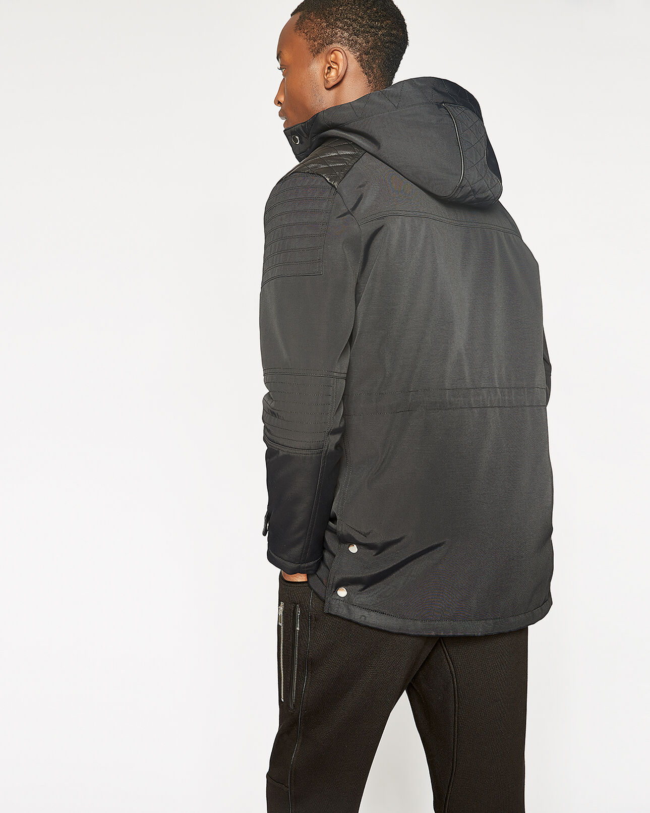 The Kooples MEN BLACK mid-length black parka
