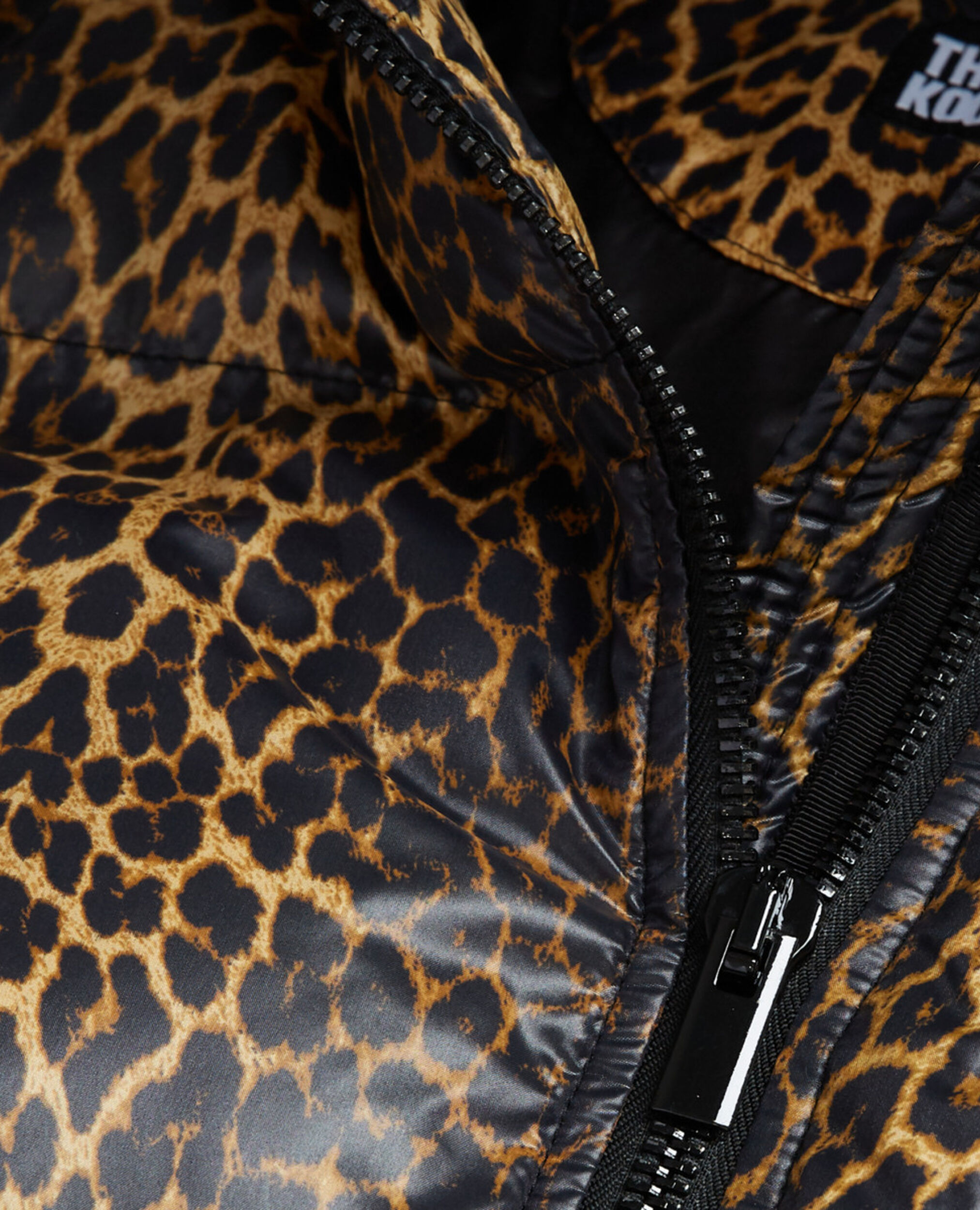 Leopard print oversized down jacket with straps and logo, LEOPARD, hi-res image number null