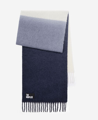 The Kooples F NAVY blue wool-blend scarf with fringes