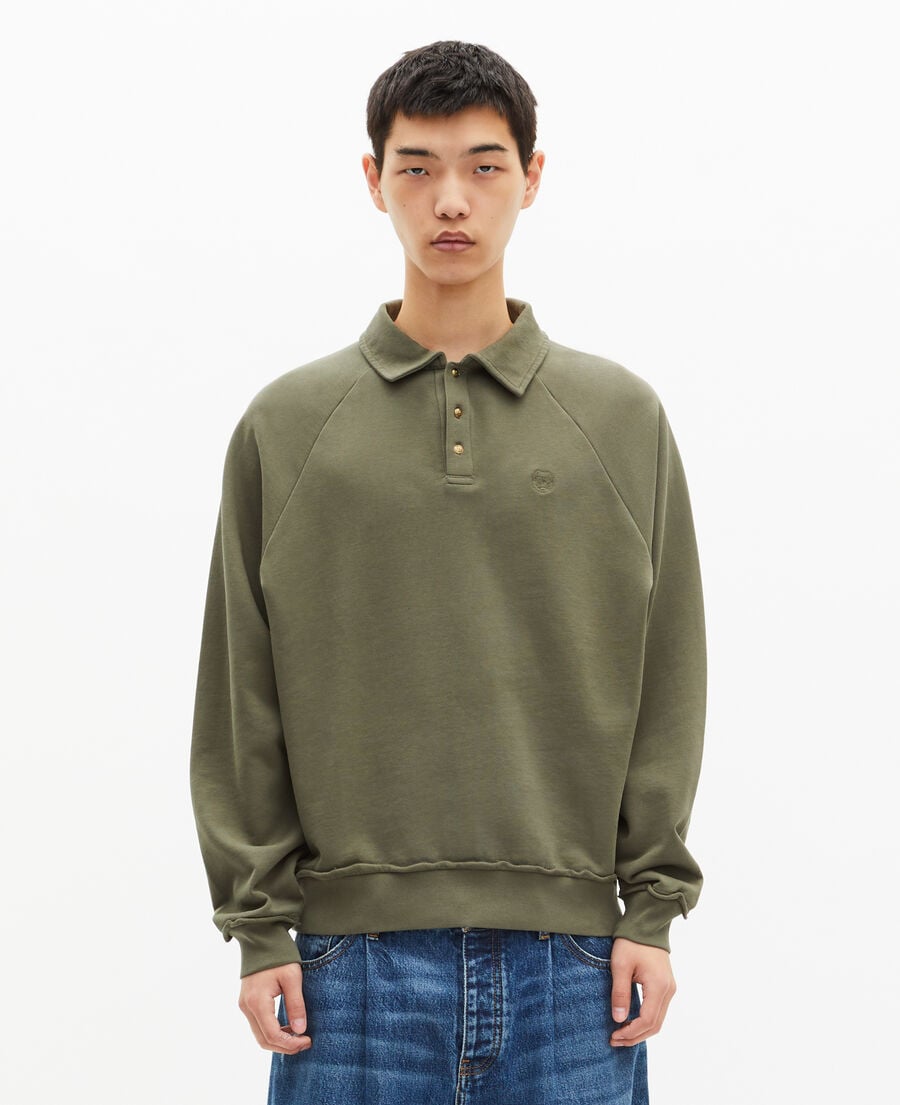 The Kooples H KAKI khaki polo-neck sweatshirt
