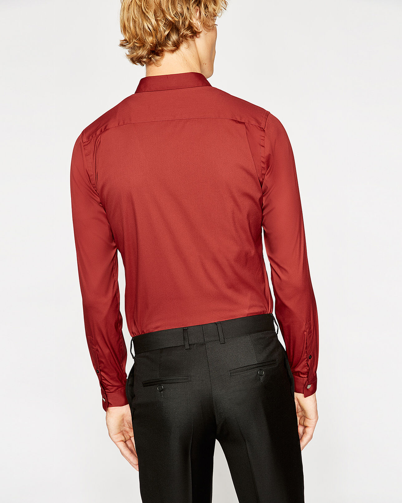 The Kooples HOMBRE RED camisa roja de papel popelina con cuello clásico