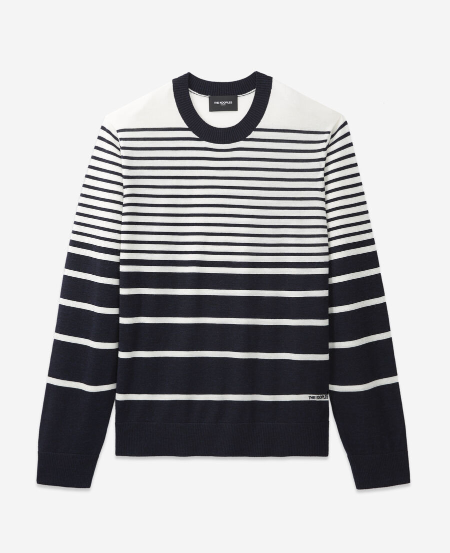 The Kooples H DARK NAVY-ECRU merino wool sweater