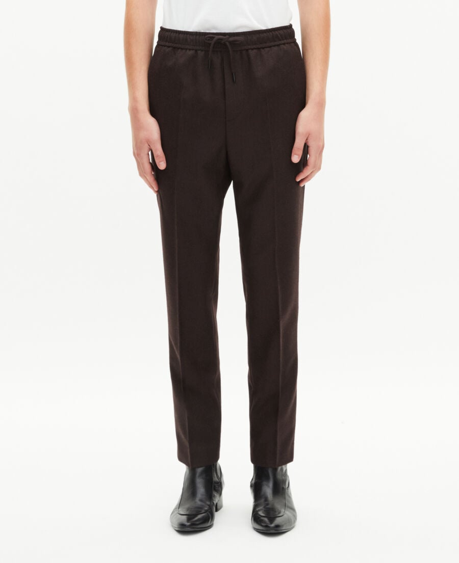 The Kooples HOMME BROWN pantalon droit en laine marron