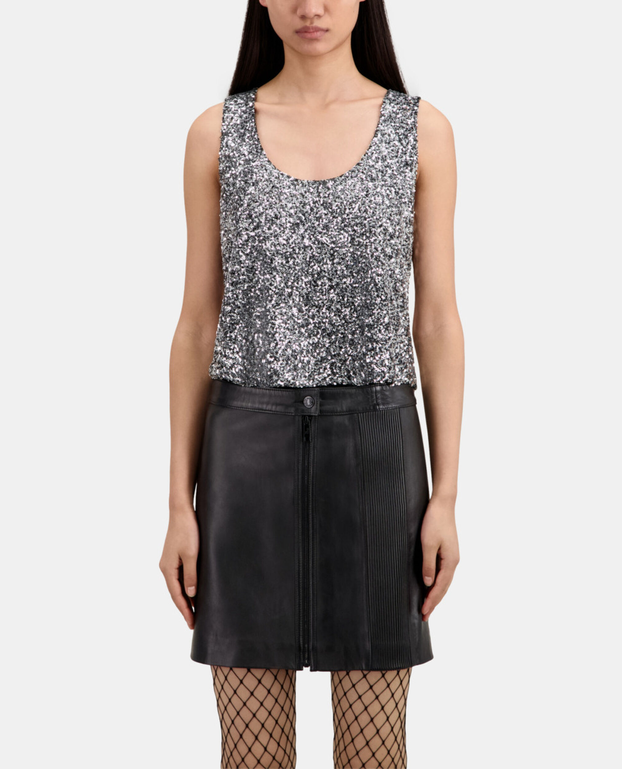 Silver sequin top, SILVER, hi-res image number null