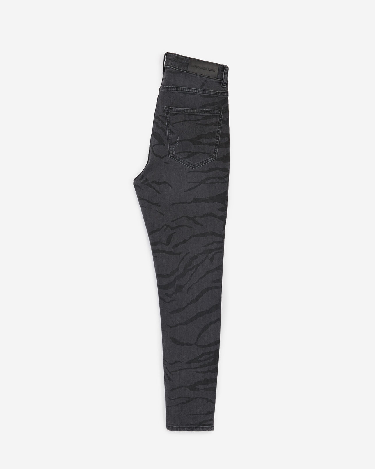 The Kooples WOMEN BLACK high-waist faded black jeans with zebra print