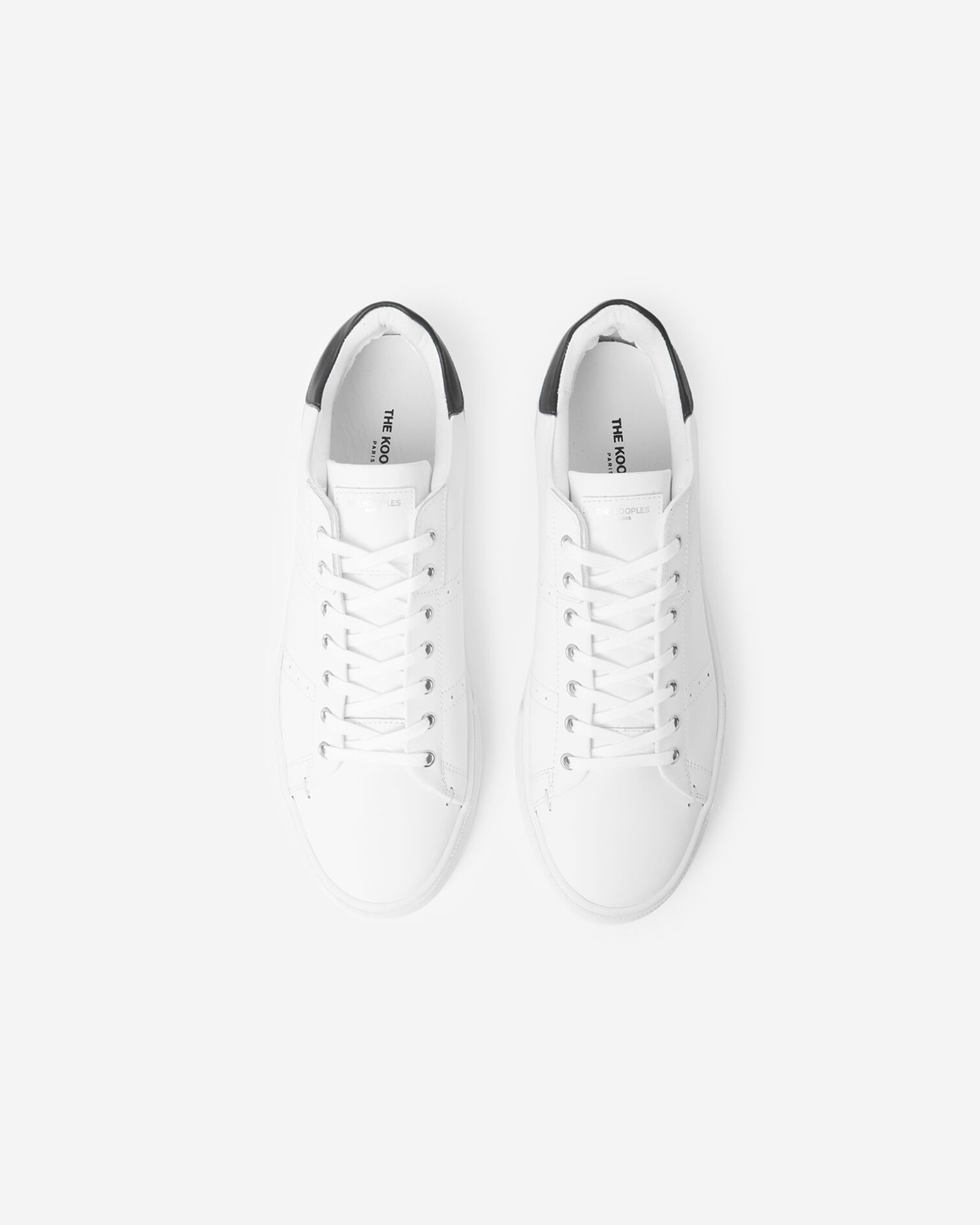 White leather sneakers thick soles, WHITE / BLACK, hi-res image number null