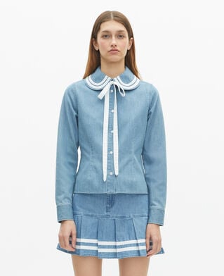 The Kooples FEMME BABY BLUE chemise col claudine en denim