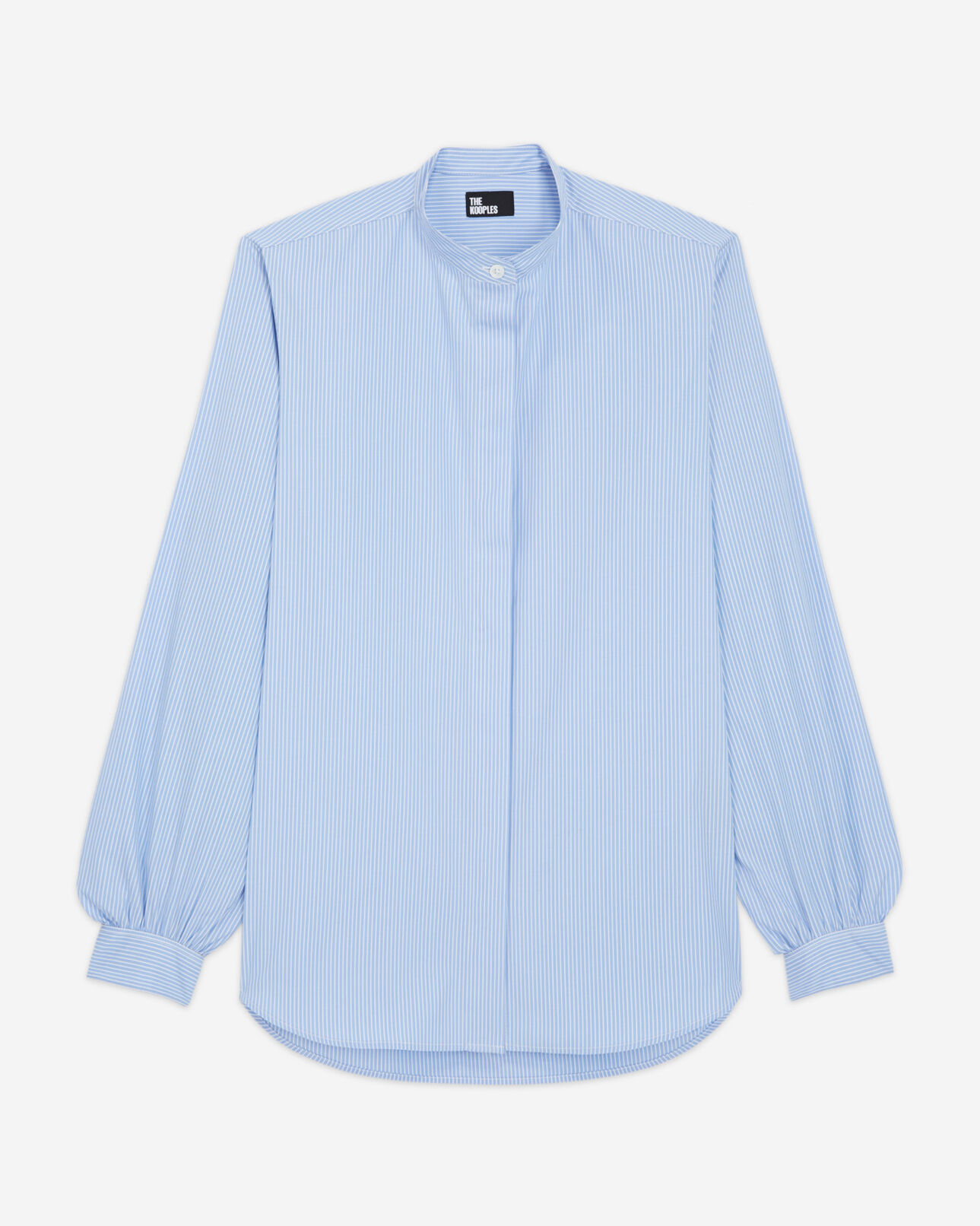 The Kooples WOMEN BLUE WHITE blue shirt with mao-neck