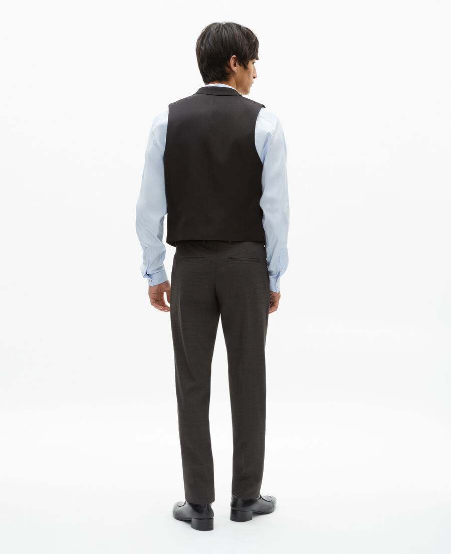 The Kooples HOMME BLACK GREY gilet de costume en laine mélangée micro carreaux noir