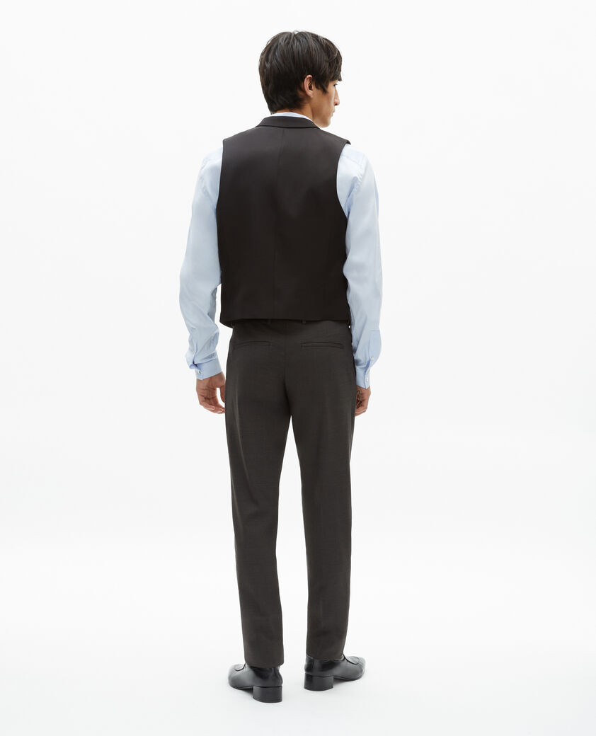 The Kooples H BLACK GREY black micro check wool blend suit vest