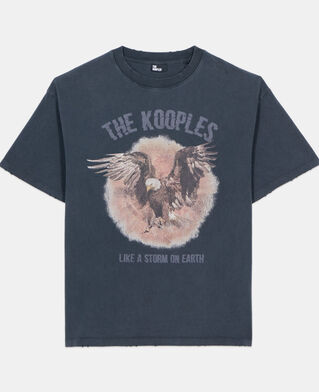 The Kooples HOMME BLACK WASHED t-shirt &agrave; s&eacute;rigraphie noir