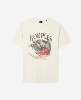 The Kooples H LIGHT BEIGE t-shirt with beige panther screen print