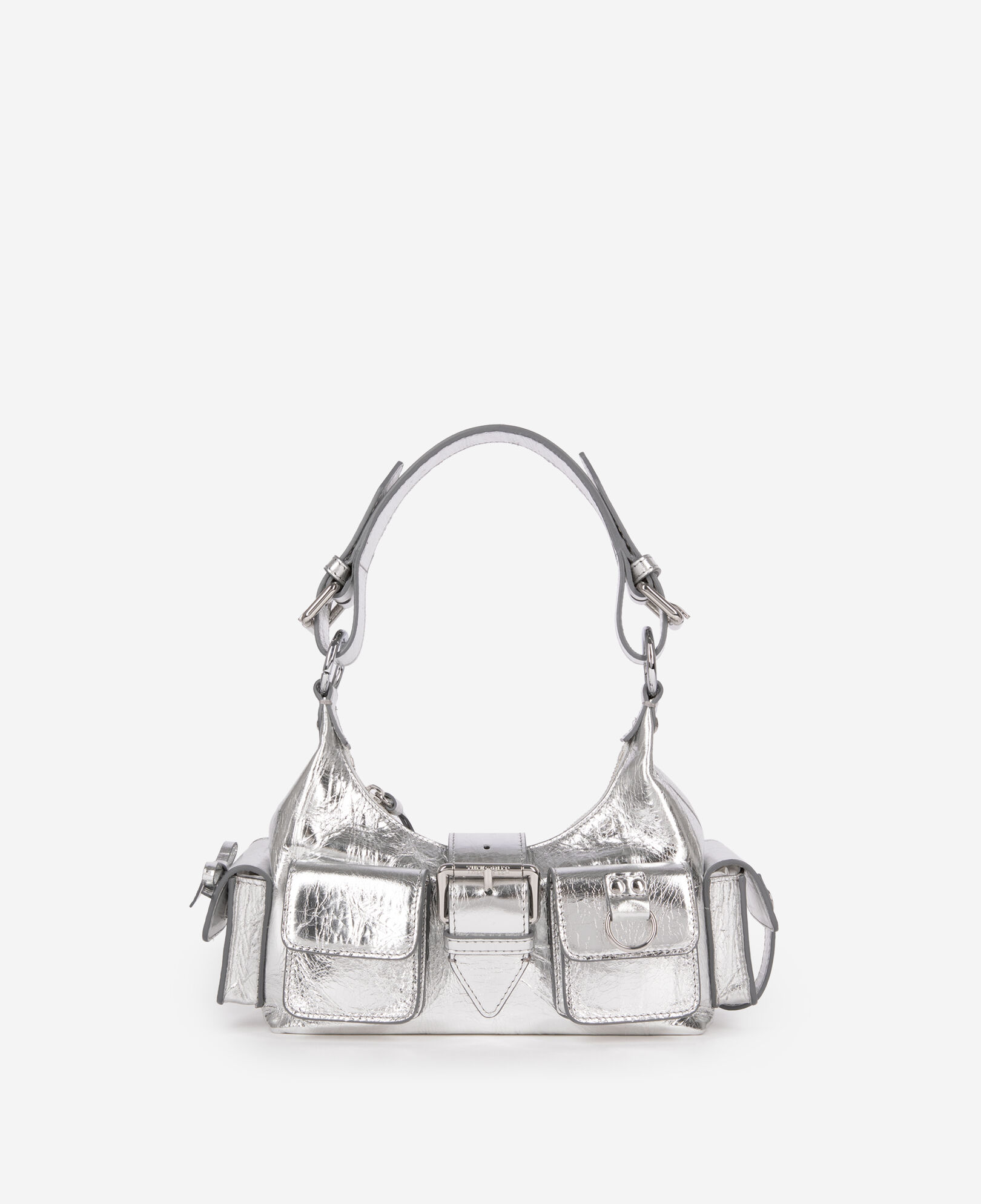 The Kooples FEMME SILVER sac amelia small en cuir craquelé argent