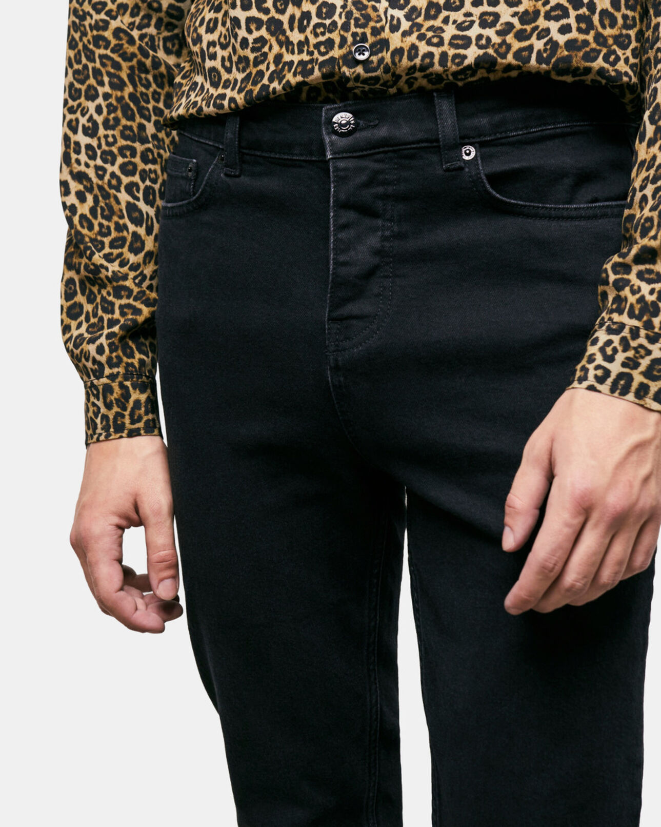 The Kooples HOMME BLACK WASHED jean slim noir
