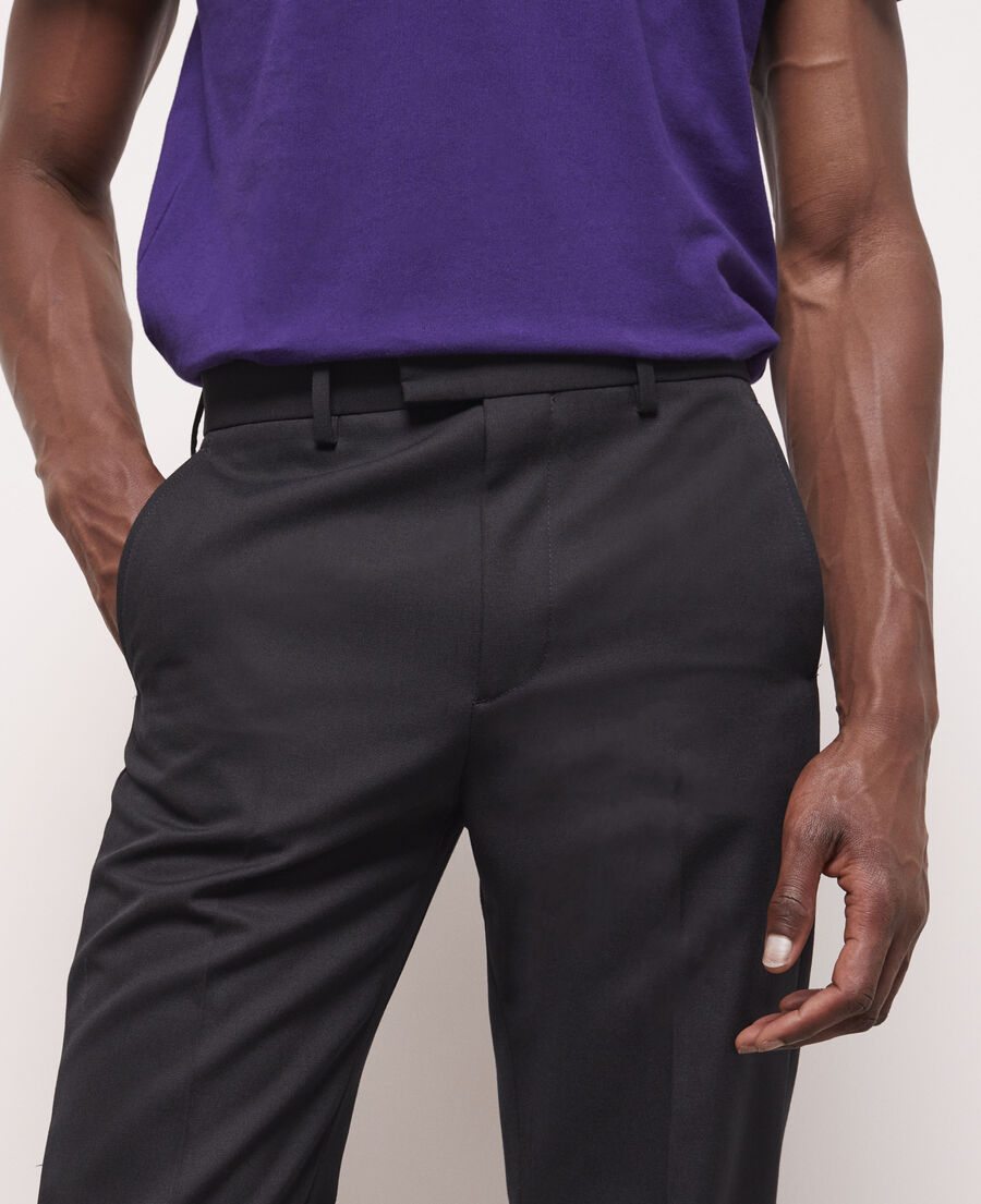 black wool flared pants