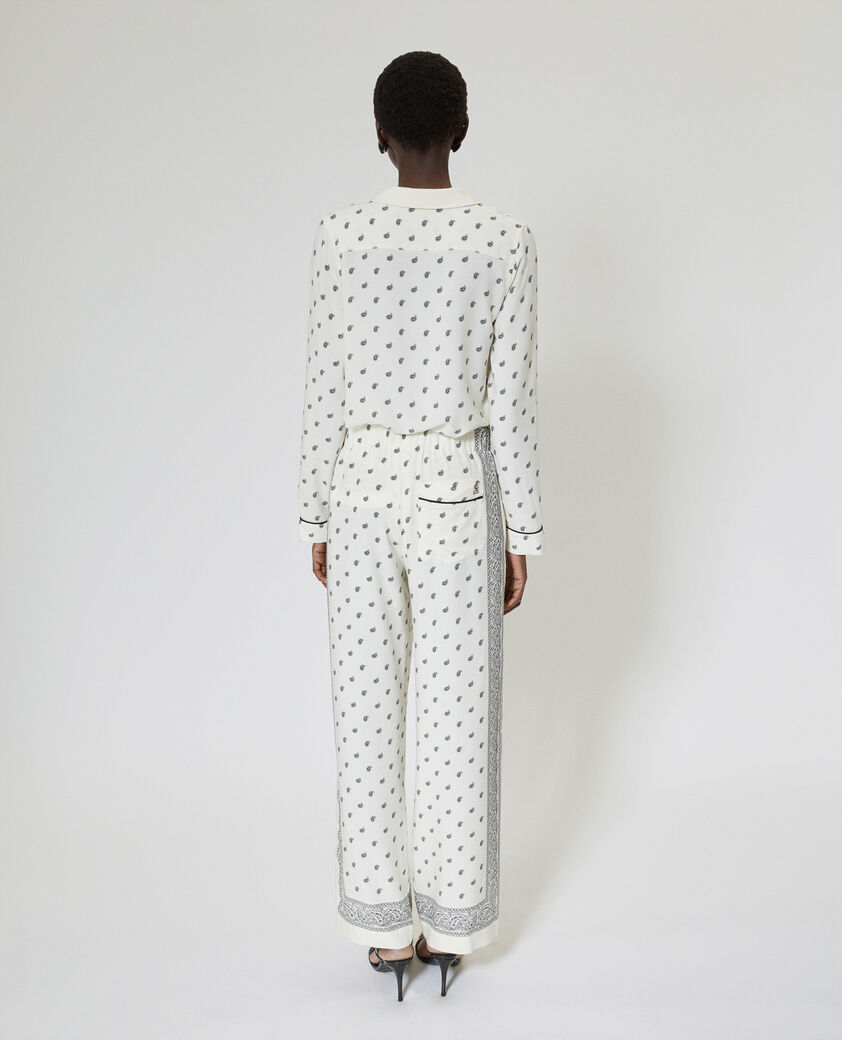 The Kooples MUJER WHITE / BLACK pantal&oacute;n recto estampado bandana crudo