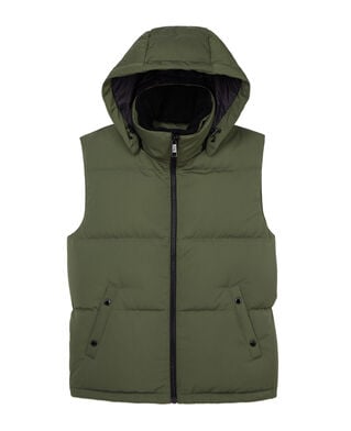 The Kooples H KAKI sleeveless hooded khaki puffer jacket