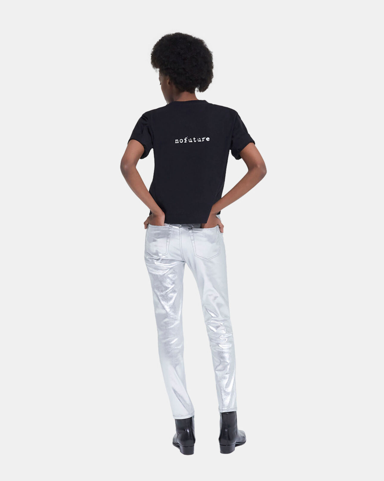 The Kooples FEMME SILVER jean slim argenté