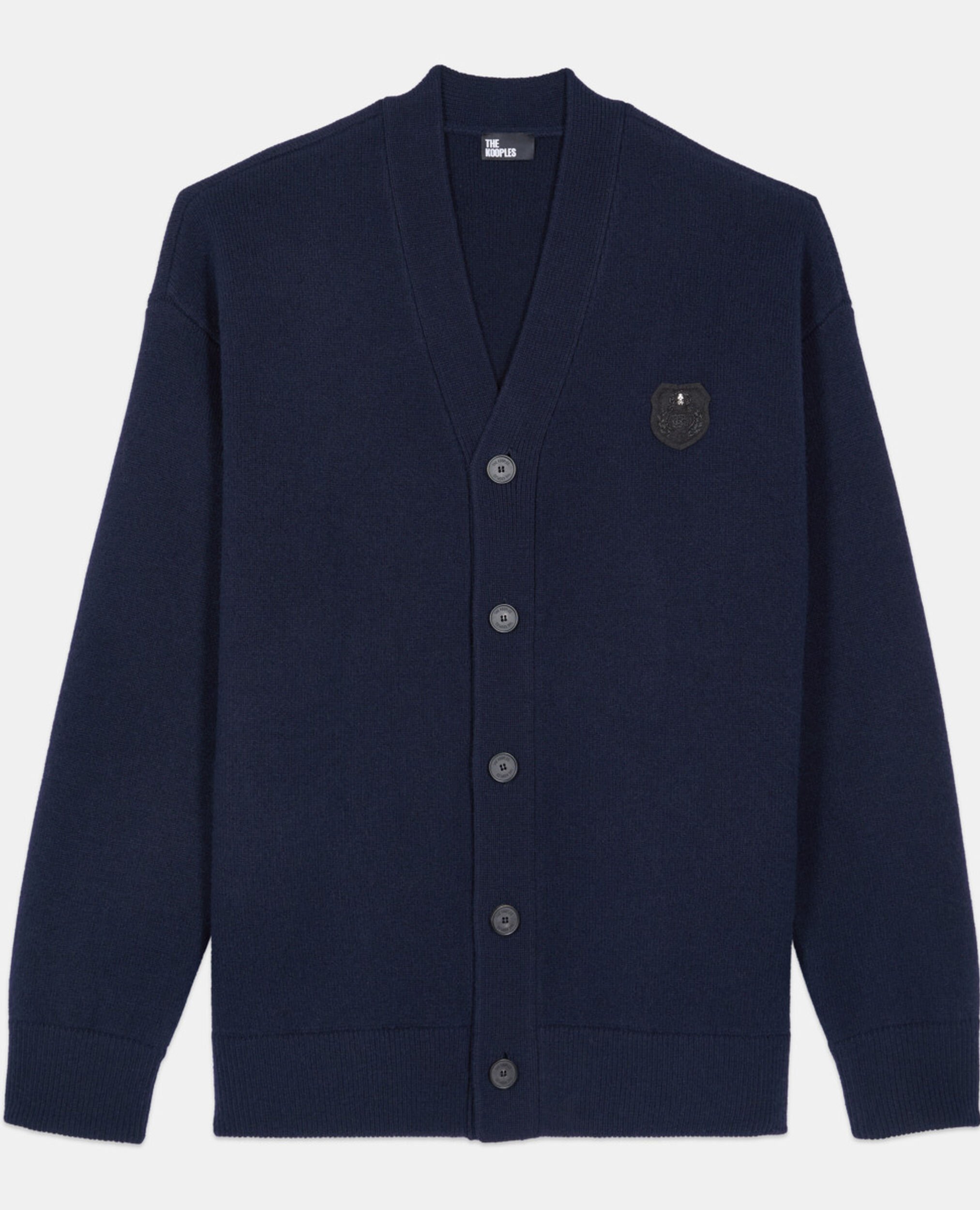 Navy blue wool cardigan, NAVY, hi-res image number null