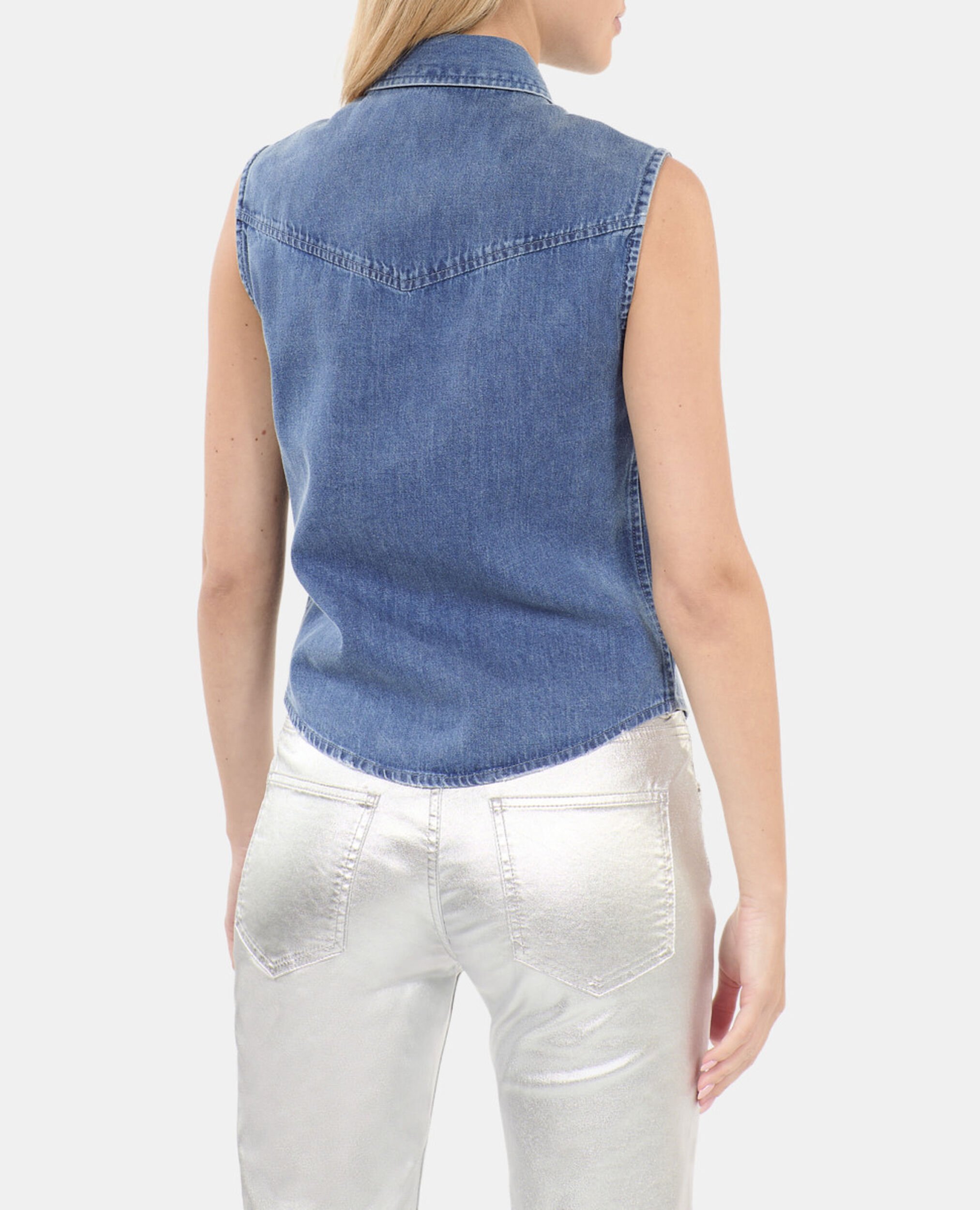 Sleeveless blue denim shirt, USED RAPIECE, hi-res image number null