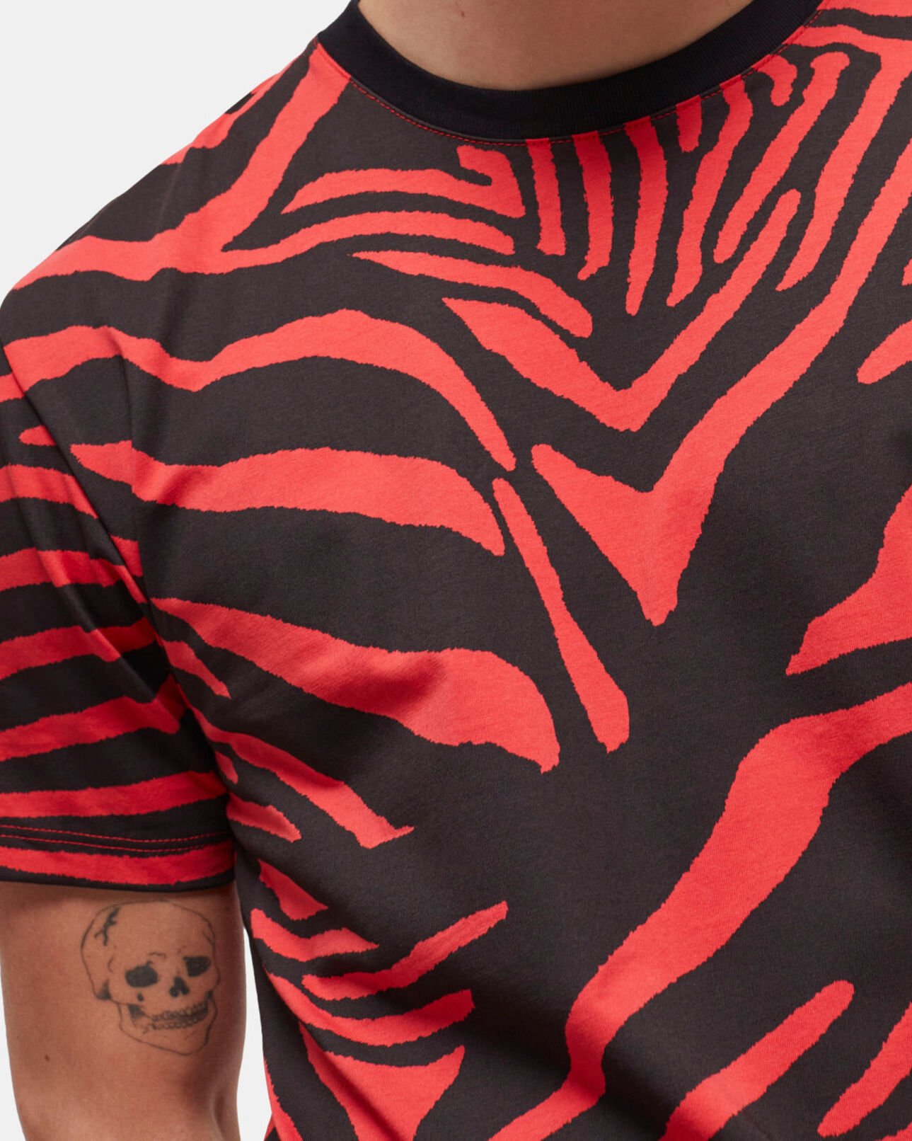 The Kooples MEN RED / BLACK men's red printed t-shirt